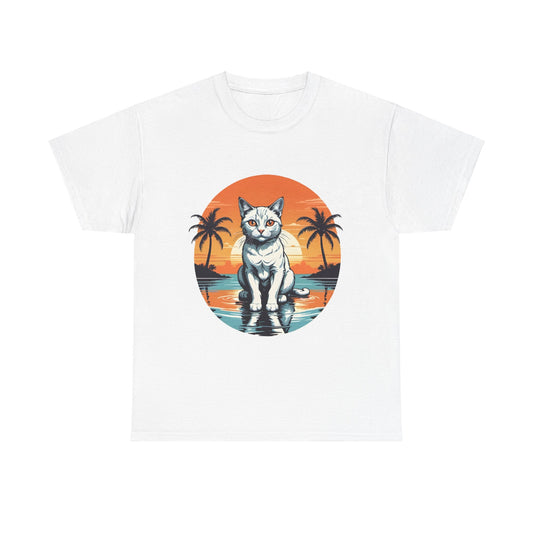 Retro Palm Tree Cat Tee