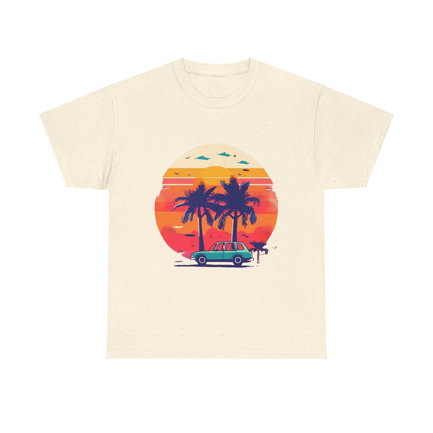 Retro Palm Tree Car Sunset Tee