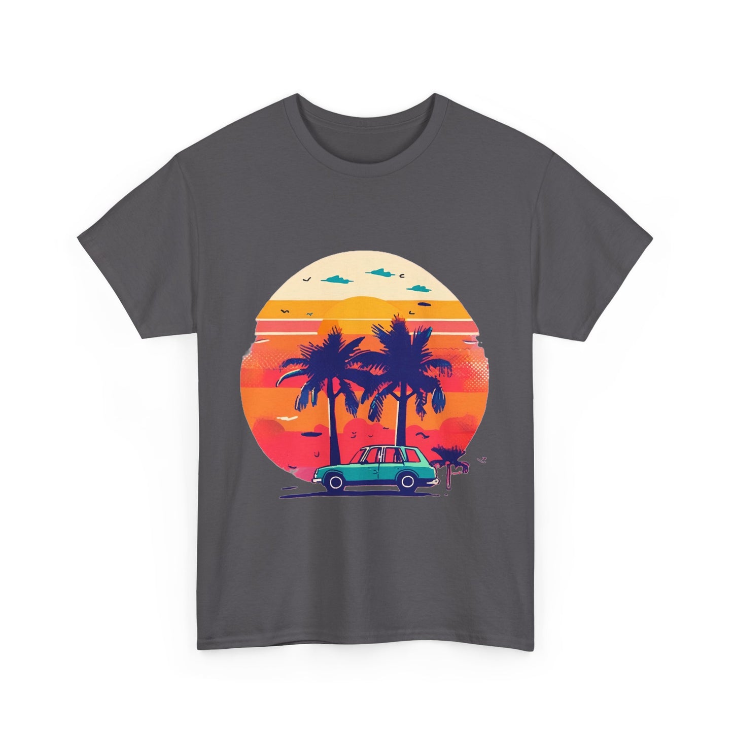 Retro Palm Tree Car Sunset Tee