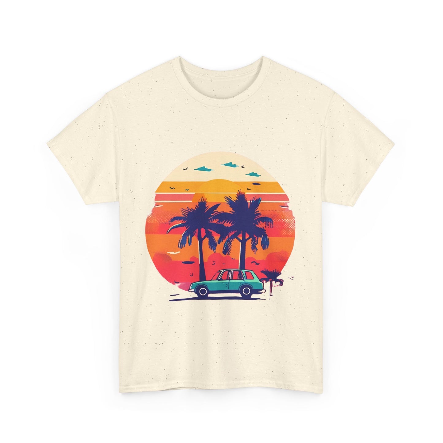 Retro Palm Tree Car Sunset Tee